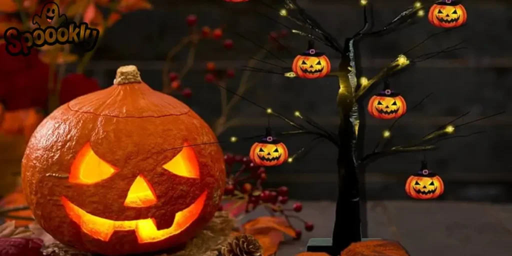 Pumpkin Tree Display for indoor halloween