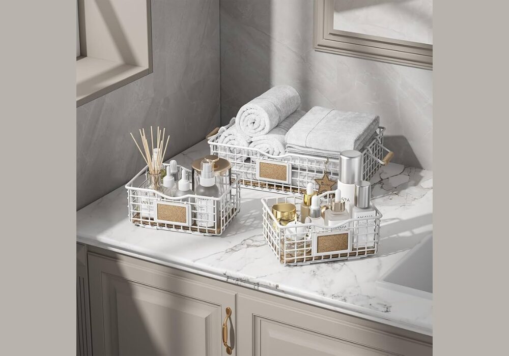 Basket Storage for Bathroom Organization