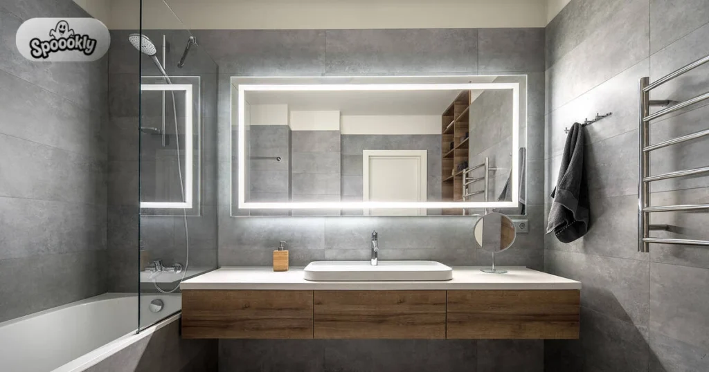 Bathroom With Large Mirror Design