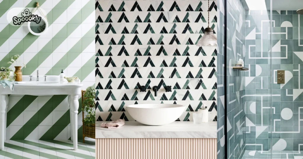 Bathroom With Patterned Tile Design
