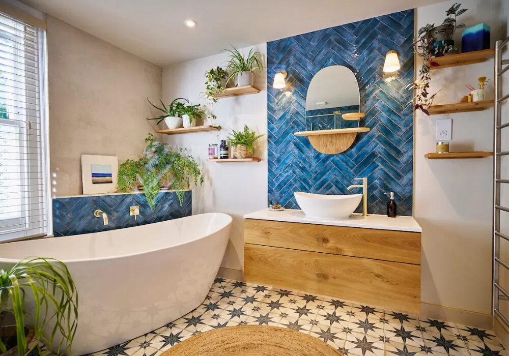 Statement Tile Feature Wall Bathroom Design