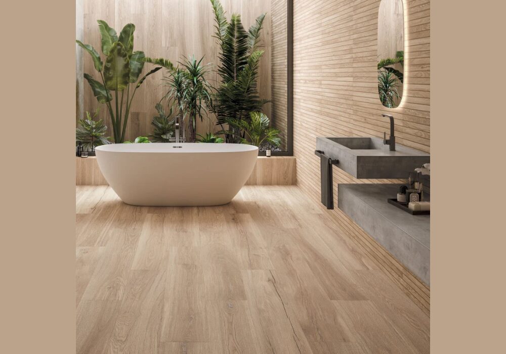  Wood Look Tiles for Warm Bathroom Interiors